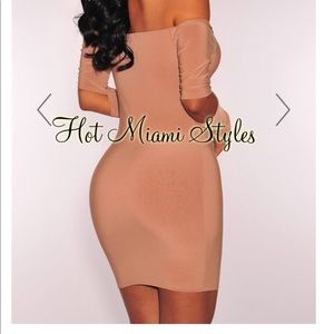 Off shoulder mocha dress